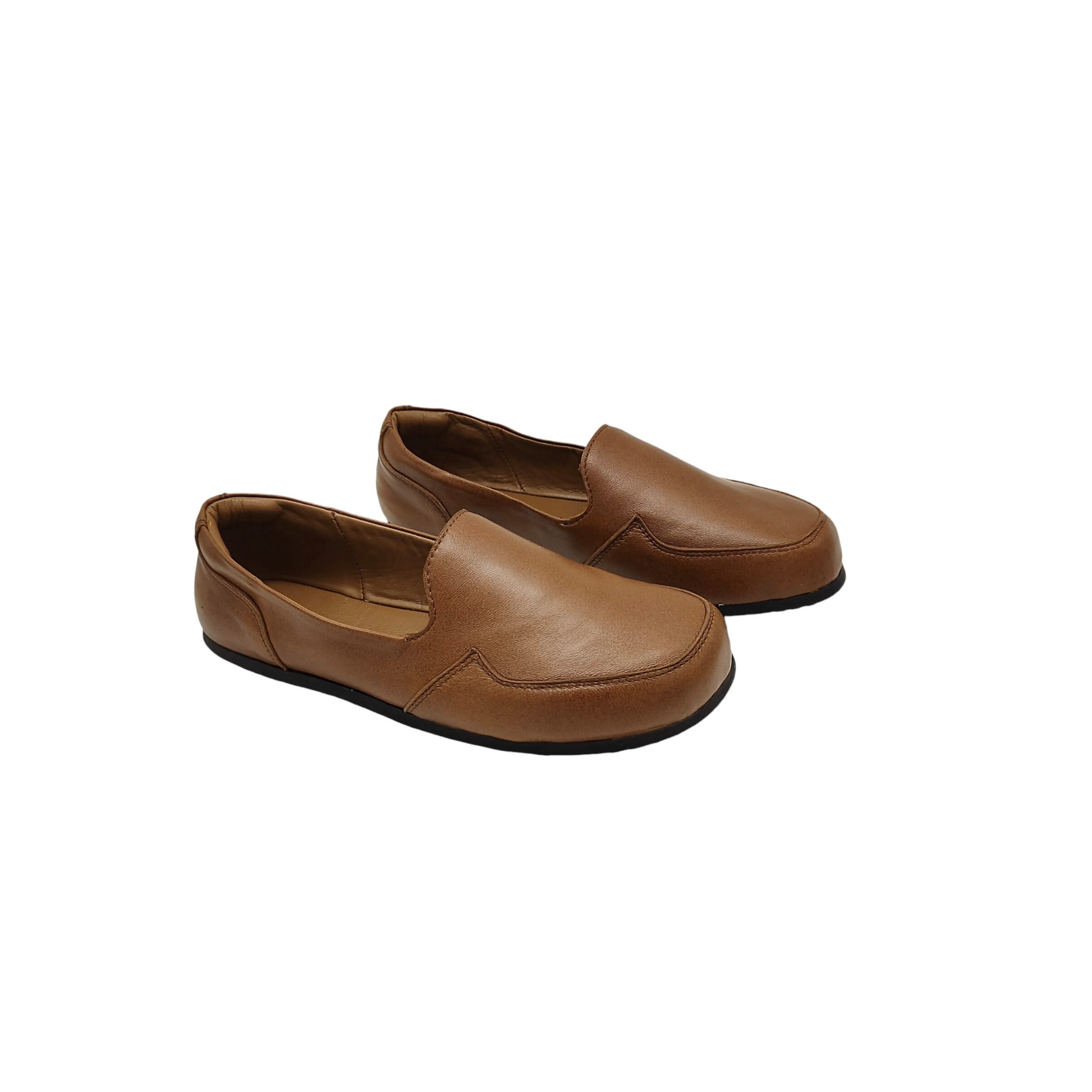 Brown vegan-friendly loafer with wide toe box and flexible sole