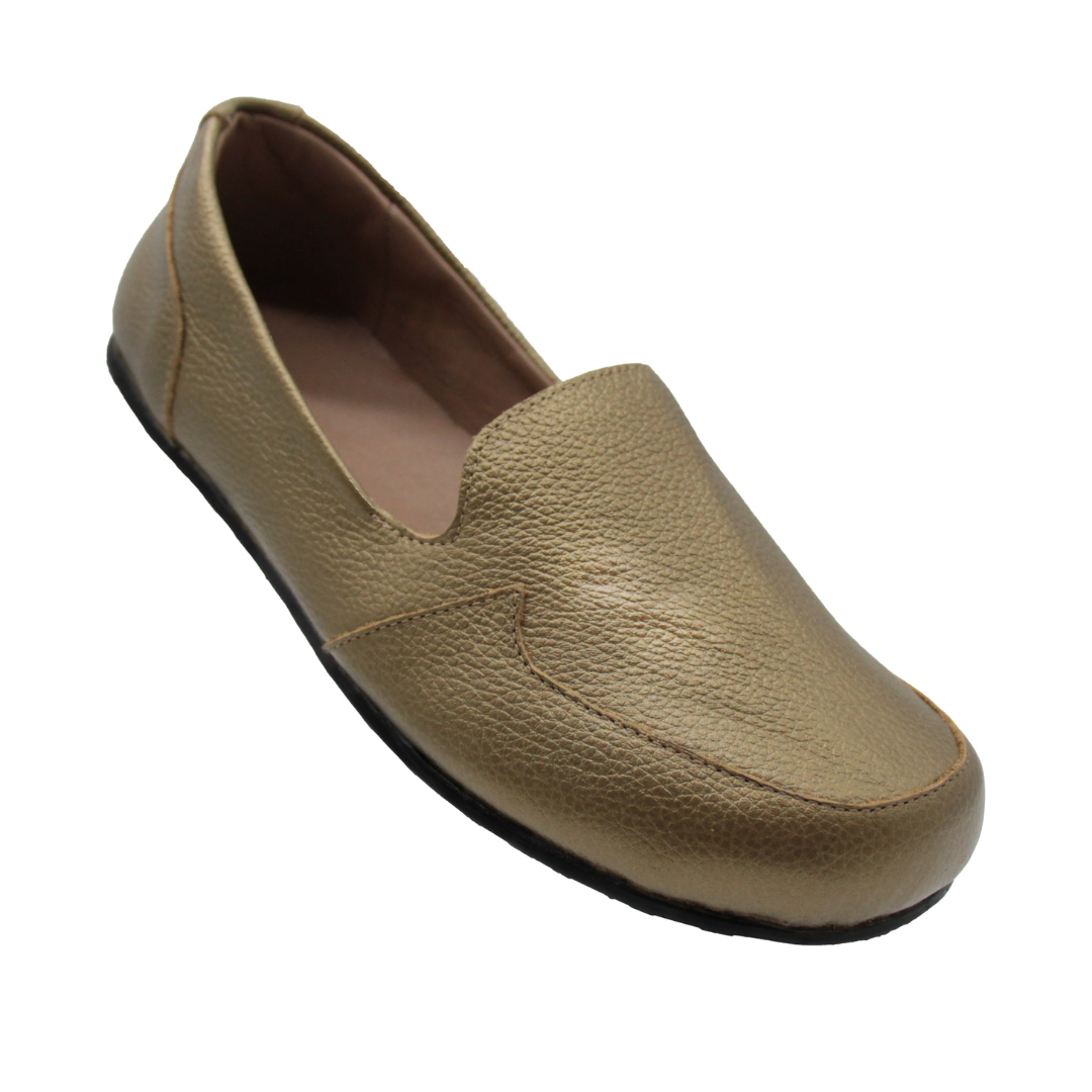Womens gold 2025 leather loafers
